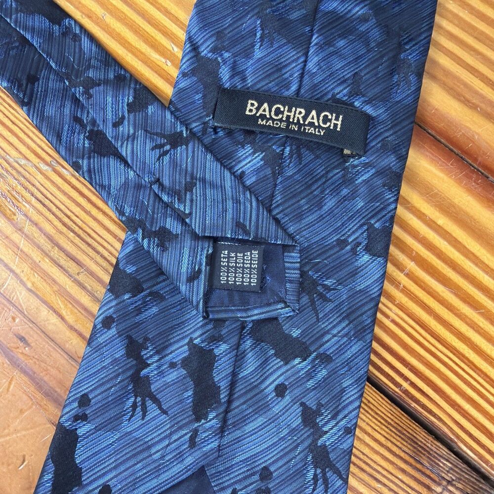 Bachrach 100% Silk Tie Made in Italy Blue Abstract /Splatter NICE!